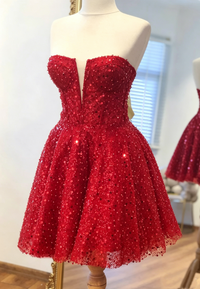 Fully Sequin A-Line Strapless Mini Party Homecoming Dress