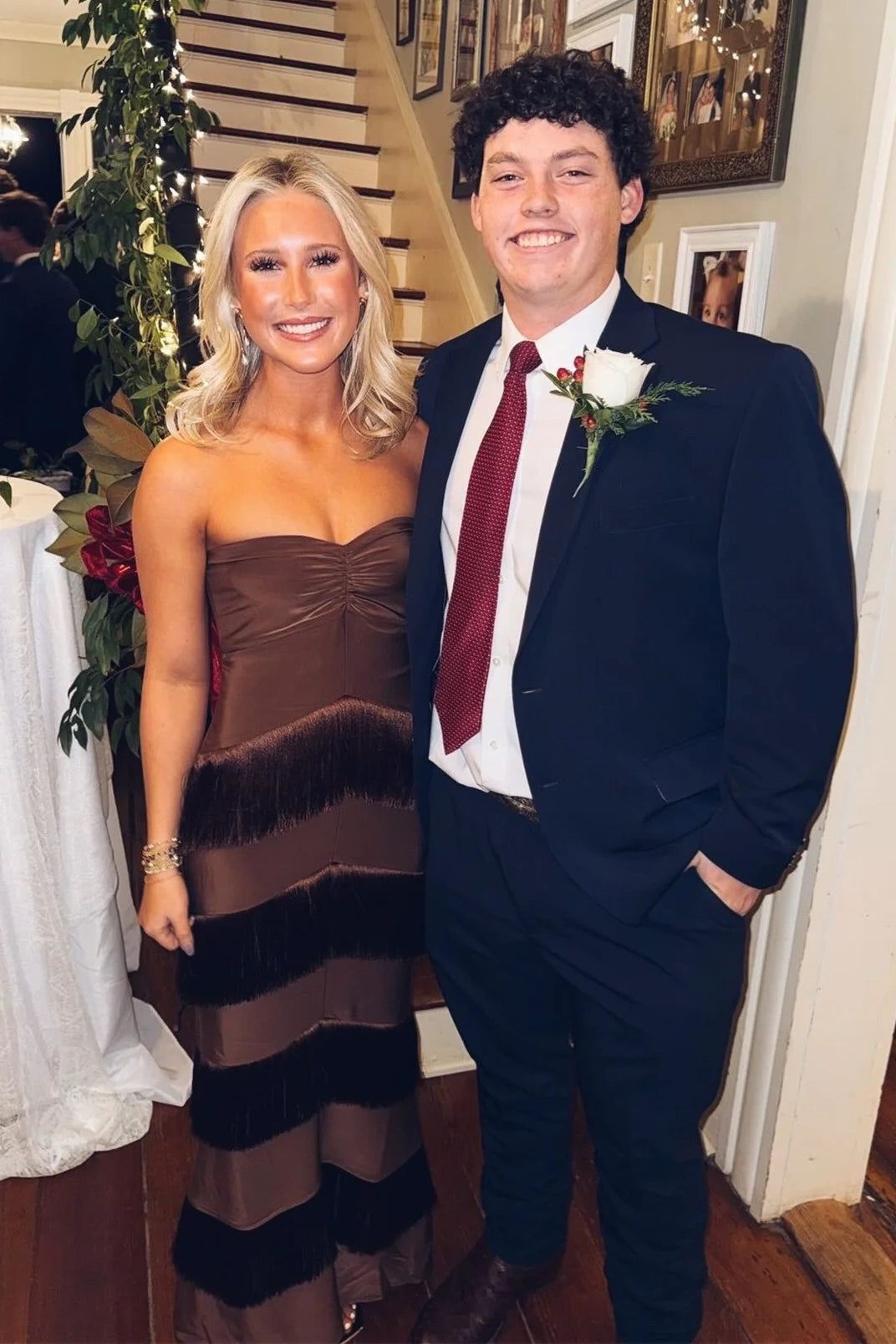 Generous Sweetheart Strapless Tiered Tassel Trumpet Party Prom Dress