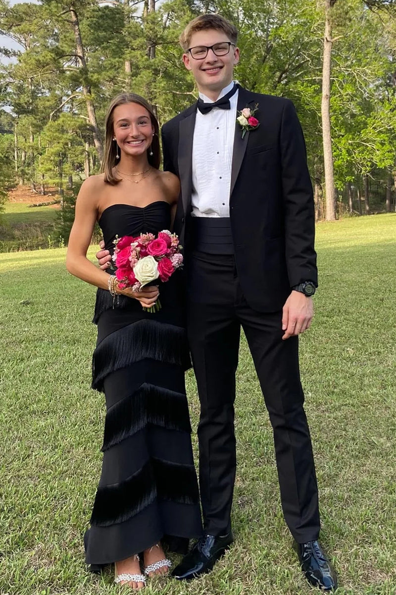 Generous Sweetheart Strapless Tiered Tassel Trumpet Party Prom Dress