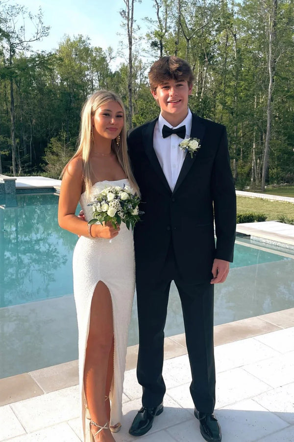 Glamorous Strapless Fitted Empire Party Prom Dress With Leg Slit
