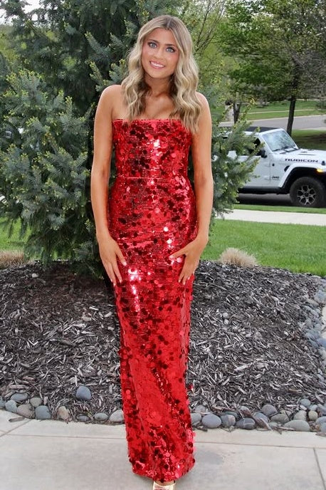 Glitter Sheath Strapless Empire Strapless Floor-Length Party Prom Dress