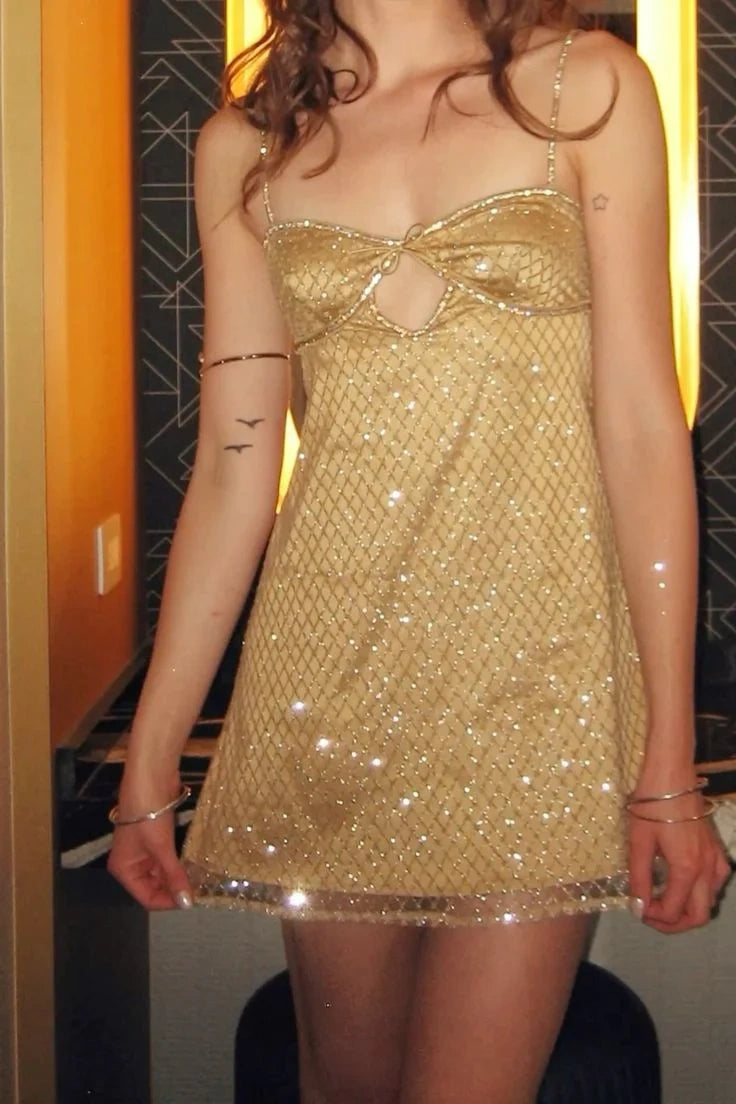 Gold Sheath Sleeveless Backless Mini Party Homecoming Dress