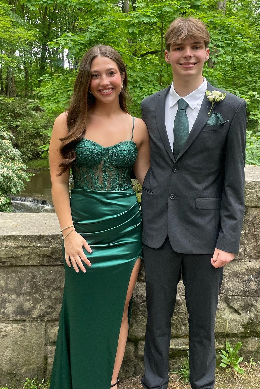 Green Spaghetti Straps Lace Top Satin Mermaid Party Prom Dress