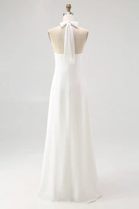 Halter Sleeveless Chiffon A-Line Long Party Prom Dress