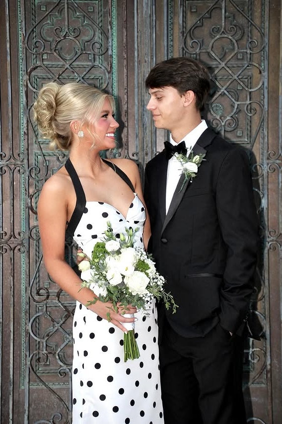 Halter Sweetheart Mermaid Satin Polka Dots Party Prom Dress