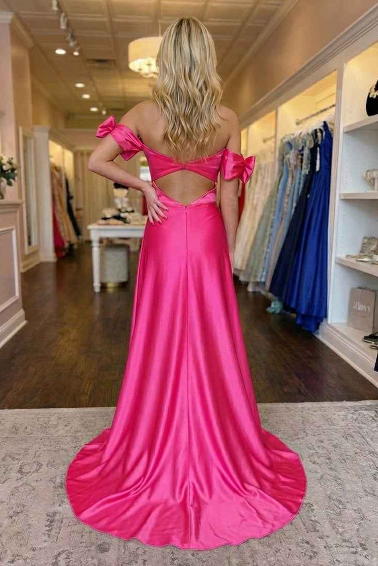 Off-Shoulder Sleeveless Satin A-Line Maxi Party Prom Dress