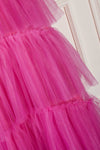 Straps Hot Pink Ruffle Layered Prom Dress
