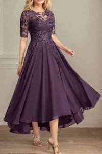 Lace And Chiffon A-Line Scoop Mother Of The Bride Dress