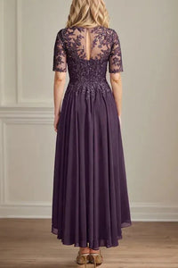 Lace And Chiffon A-Line Scoop Mother Of The Bride Dress