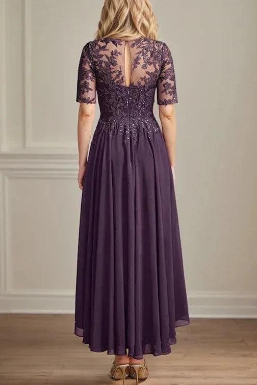 Lace And Chiffon A-Line Scoop Mother Of The Bride Dress