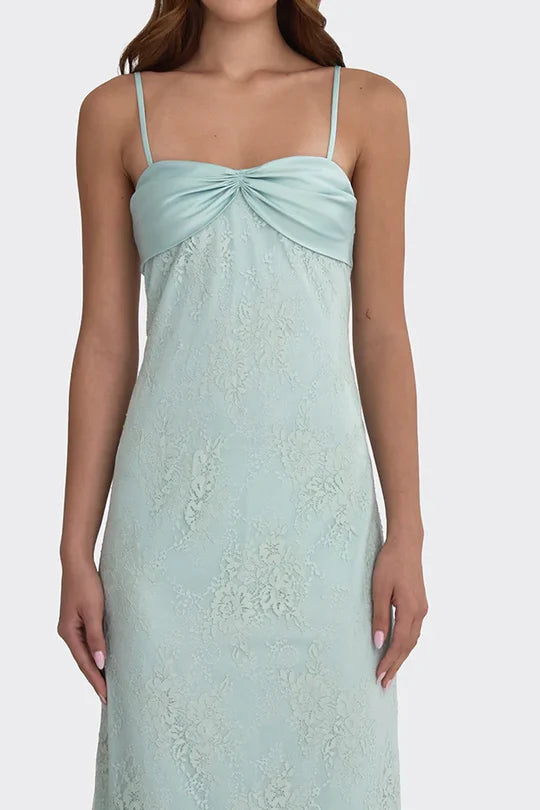 Lace Sheath Spaghetti Straps Empire Long Party Prom Dress
