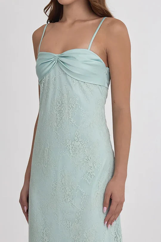 Lace Sheath Spaghetti Straps Empire Long Party Prom Dress