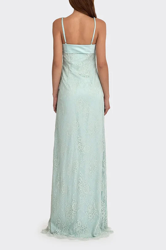 Lace Sheath Spaghetti Straps Empire Long Party Prom Dress