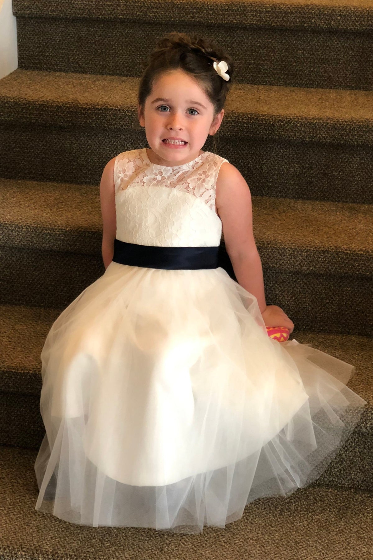 Lace Top Tulle A-Line Flower Girl Dress With Bows