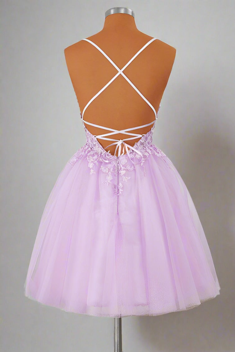 Lavender_Short_Party_Dress_Side_Back_Full_Shot