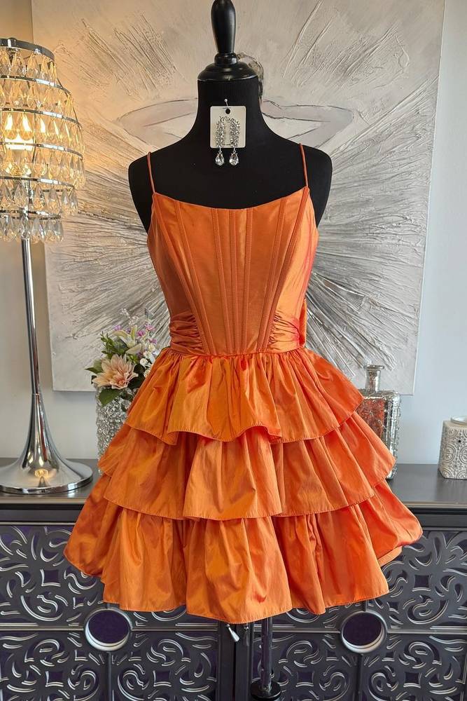 Straps A-Line Ruffle Homecoming Dress with Bow – FancyVestido