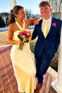 butter yellow halter dress Halterneck Mini in - 2 hugging midi ASTR the Label | Janae