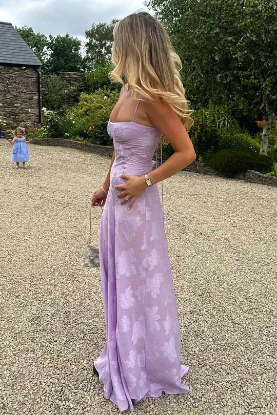 Spaghetti Straps A-Line Floral Appliques Party Prom Dress