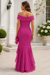 Mermaid Off-Shoulder Two Tone Ruffle Mother Of The Bride Dress