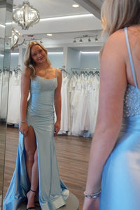 Mermaid Satin Bateau Sleeveless Beaded Party Prom Dress