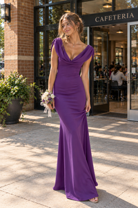 Mermaid Satin Fitted V-Neck Straps Backless  Maxi Party Evening Dress