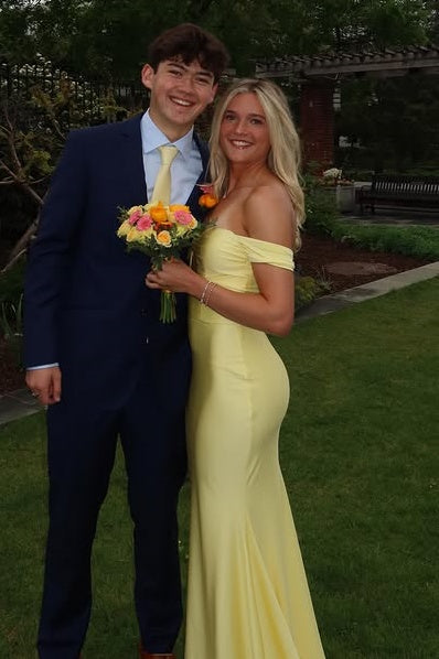 Mermaid Satin Off-Shoulder Sleeveless Yellow Party Prom Dress