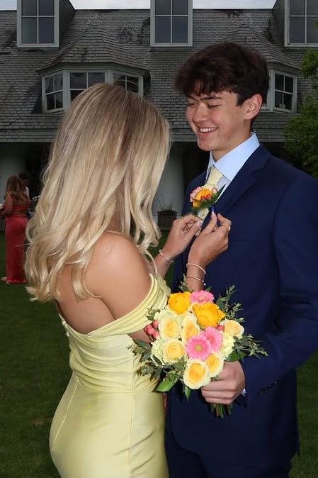 Mermaid Satin Off-Shoulder Sleeveless Yellow Party Prom Dress