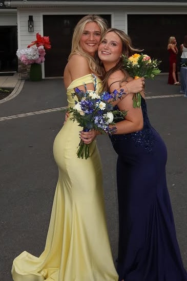 Mermaid Satin Off-Shoulder Sleeveless Yellow Party Prom Dress