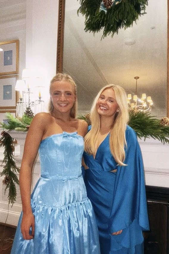 Modest A-Line Strapless Sleeveless Maxi Prom Party Dress