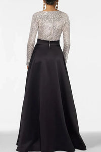 Modest A-Line V-Neck Long Sleeves Two Tone Mother Of The Bride Dress