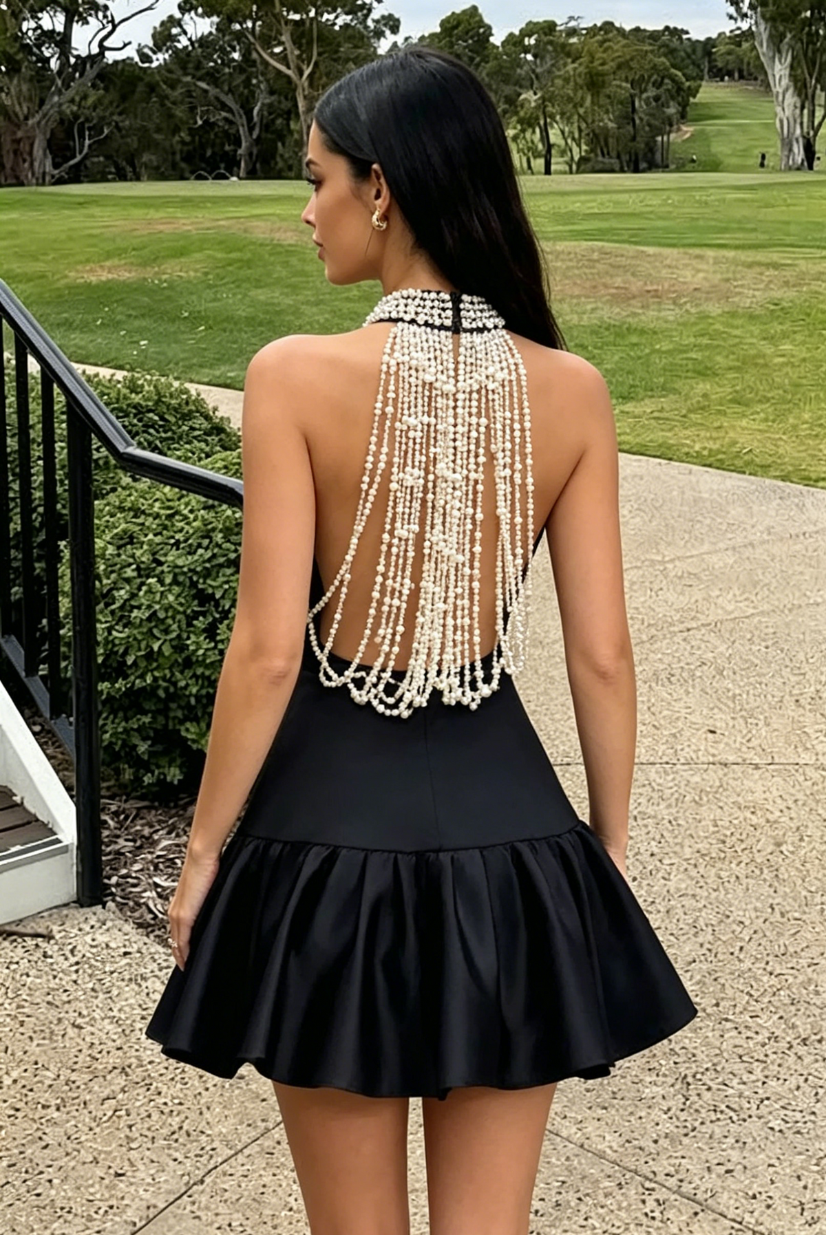 Modest High Neck Sleeveless Pearl A-Line Homecoming Dress