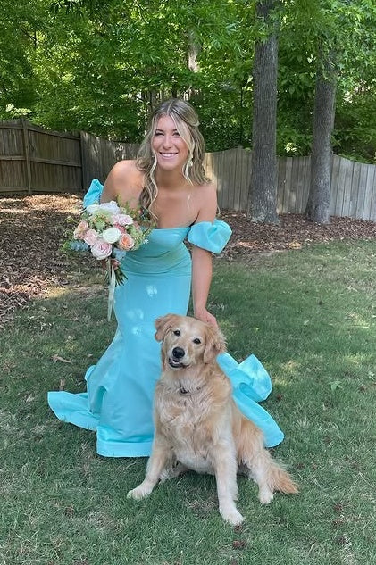 Modest Off-Shoulder Mermaid Satin Party Prom Dress With Train