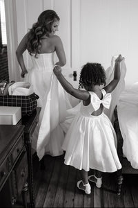Modest Satin A-Line Sleeveless Empire Wedding Dress With Train