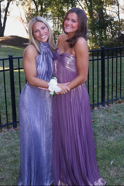 Modest Satin A-Line Sleeveless Strapless Pleated Party Prom Dress