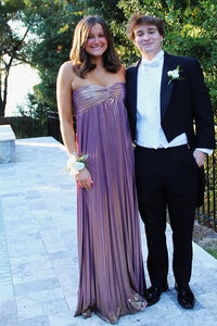 Modest Satin A-Line Sleeveless Strapless Pleated Party Prom Dress