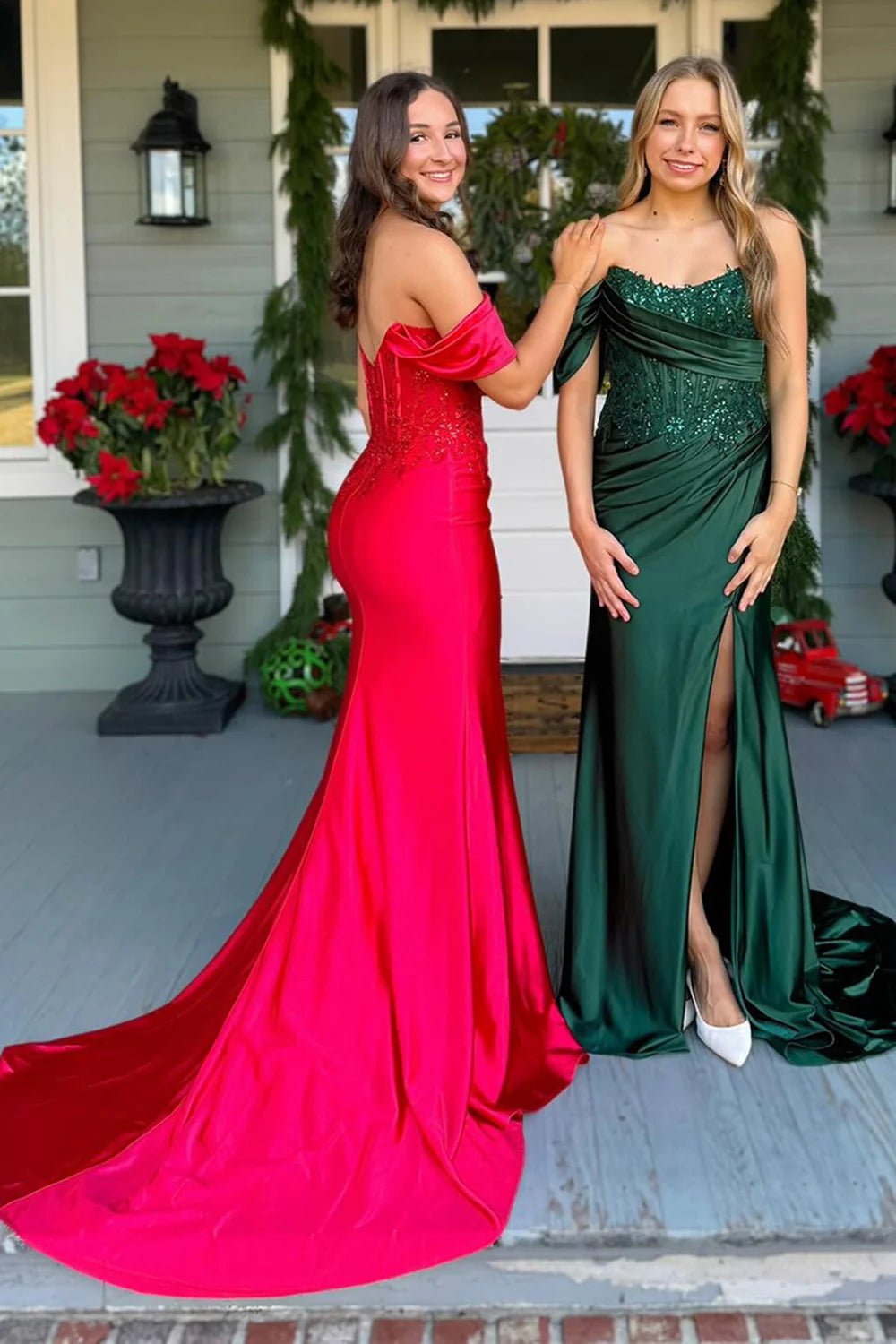 Modest Satin Mermaid One Shoulder Party Prom Dress With Leg Slit