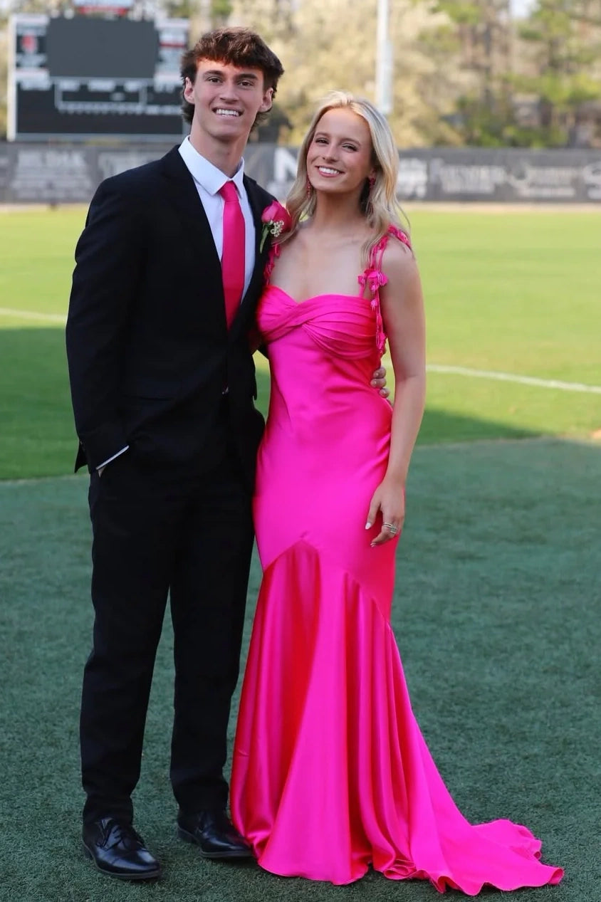 Modest Satin Mermaid Sweetheart Sleeveless Party Prom Dress