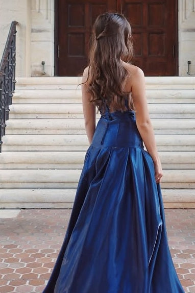 Modest Satin Strapless Empire A-Line Maxi Party Prom Dress