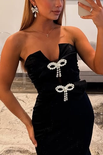 Strapless Blue Keyhole Sheath Mermaid Prom Dress