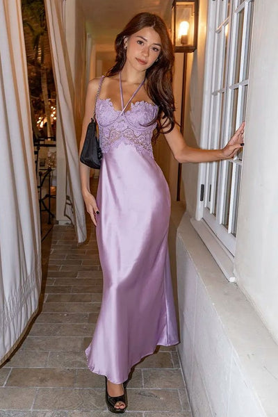 Modest Sweetheart Sleeveless Lace Top Satin Fitted Party Prom Dress