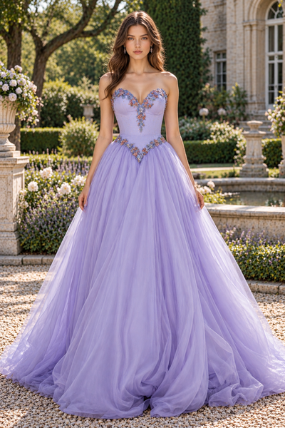 Modest Sweetheart Strapless A-Line Beaded Appliques Pleated Party Prom Dress