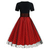 Crew Neck Polka Dot 1950s Dress with Short Sleeves