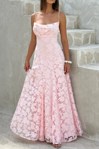 Elegant A-Line Empire Sleeveless Lace-Up Maxi Party Prom Dress