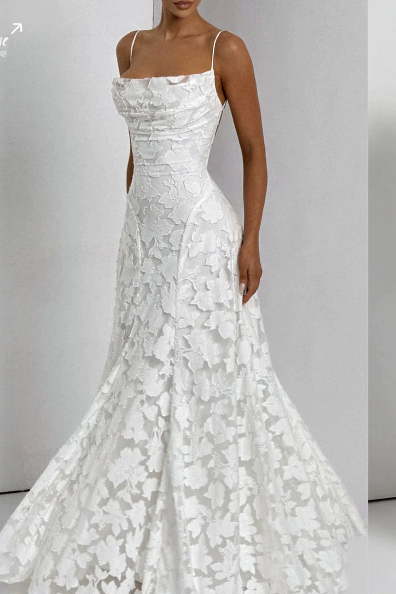 Elegant A-Line Empire Sleeveless Lace-Up Maxi Party Prom Dress