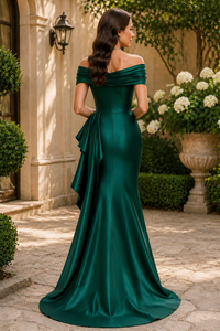 Off-Shoulder High Waist Mermaid Satin Mother Of The Bride Dress
