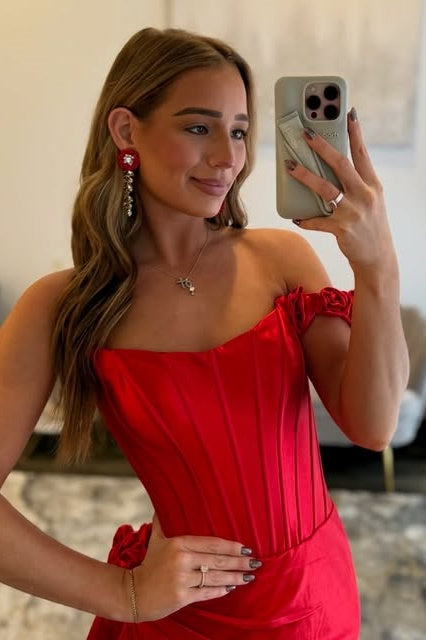 One Shoulder Satin Tiered High Slit Party Prom Dress With Train