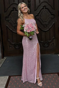 One Shoulder Sleeveless Fully Sequin Maxi Party Prom Dress