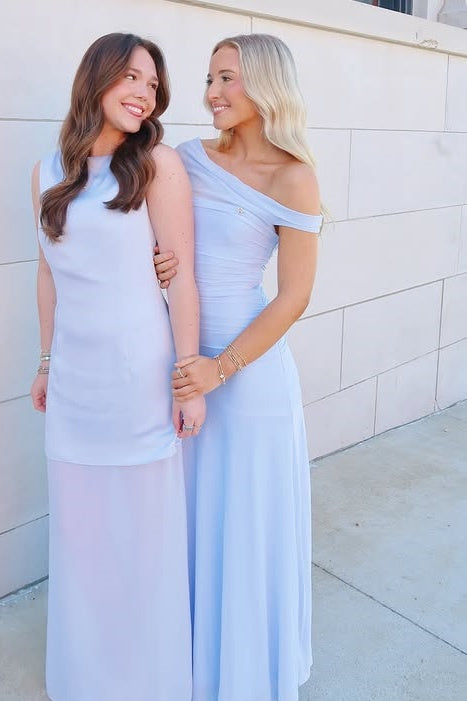 One Shoulder Sleeveless Satin A-Line Maxi Party Prom Dress
