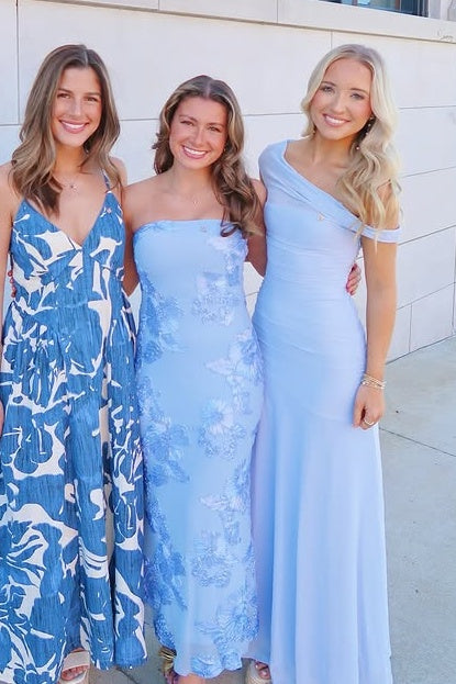 One Shoulder Sleeveless Satin A-Line Maxi Party Prom Dress