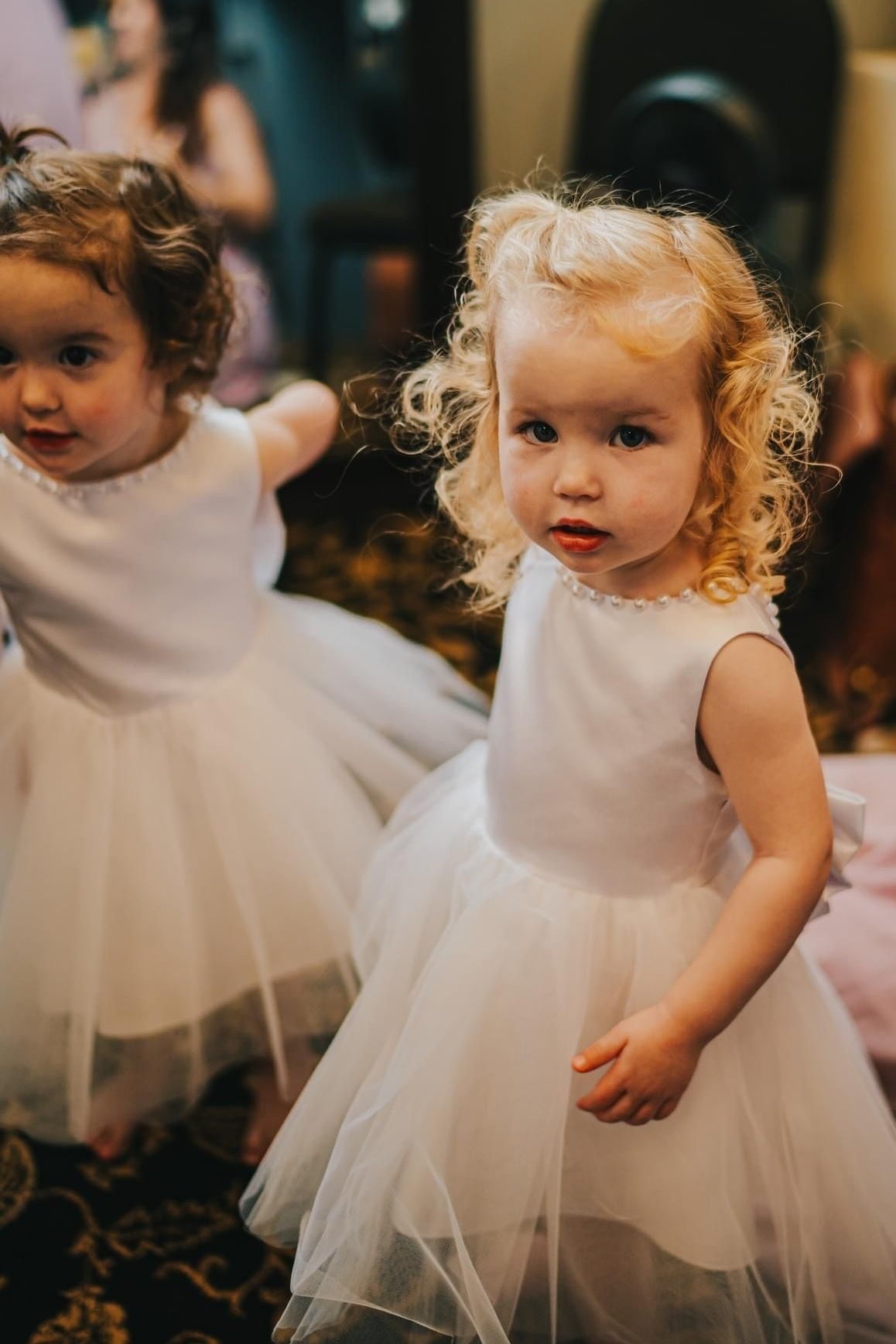 Pearl Scoop A-Line V-Back Flower Girl Dress With Bow